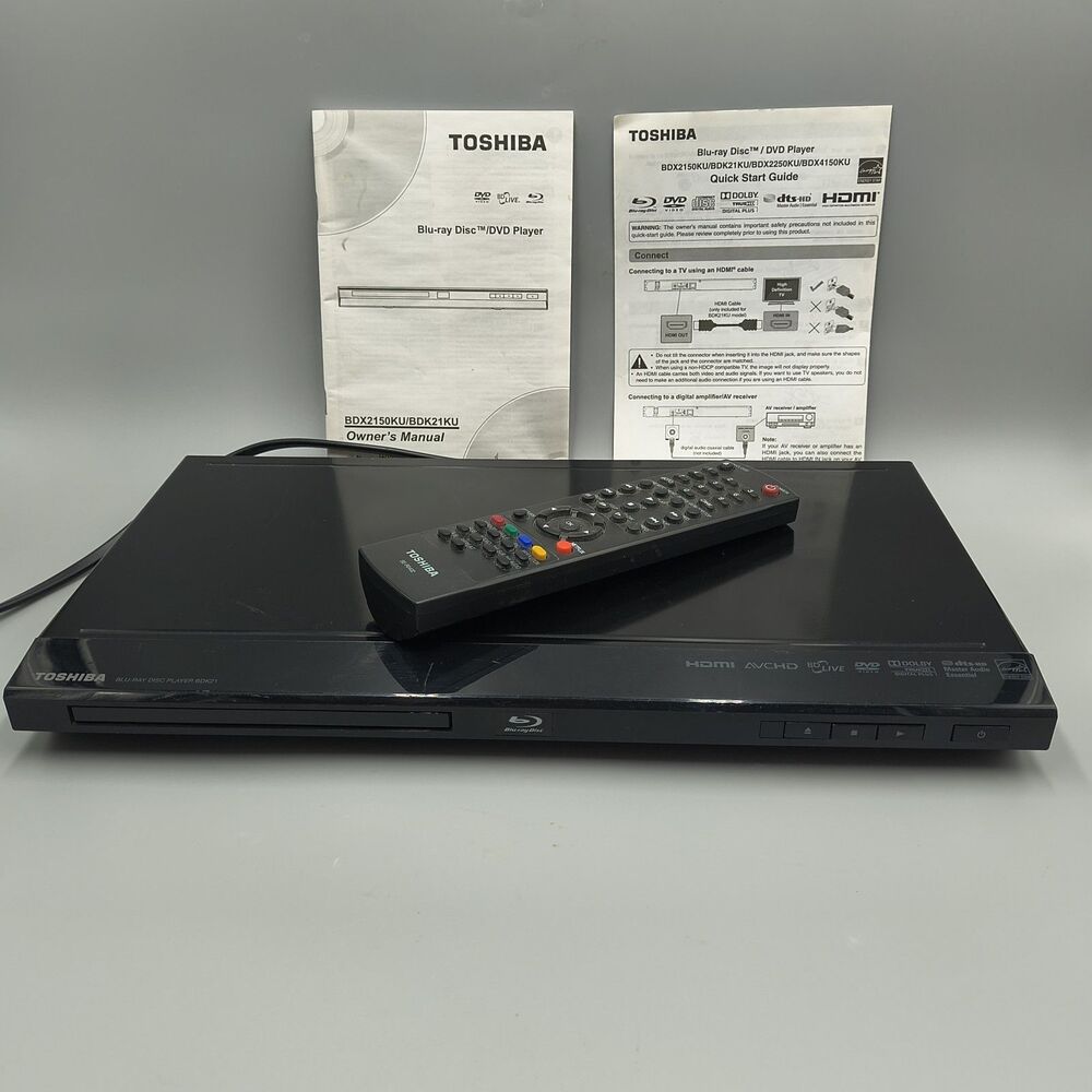 Toshiba BDK21KU Blu-Ray DVD Player Bundle HDMI 1080p with Remote & Manual Tested